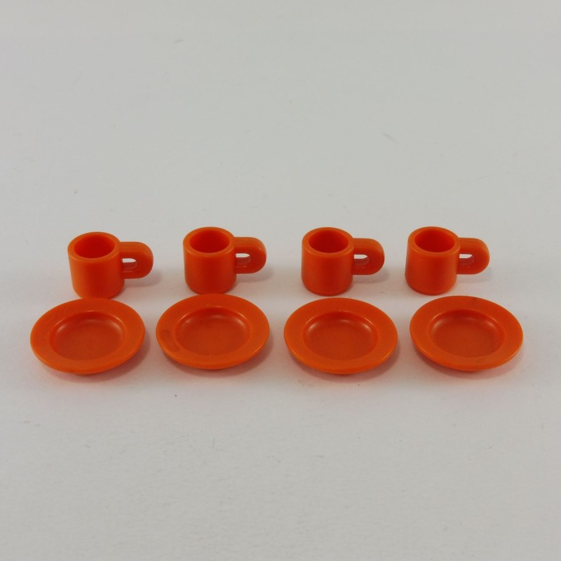 Playmobil 11671 Playmobil Batch of 4 Plates and 4 Orange Cups