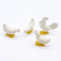 Playmobil 9992 Lot de 3 Poules et 1 Coq Blancs Vintage 3716 3595