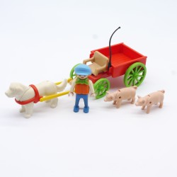 Playmobil 13007 Red Cart with Dog and Pigs 1900 5505 Complete
