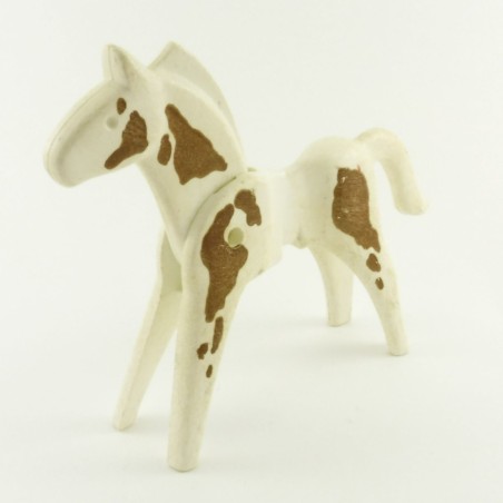 Playmobil 1632 Playmobil Cheval 1ere Génération Blanc Marron un peu sale