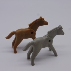 Playmobil 1448 Lot of 2 Gray and Brown Foals 1st Generation