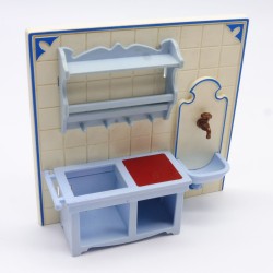 Playmobil 18979 Meuble de Cuisine avec Lavabo 1900 5322 un peu Jauni et Sale