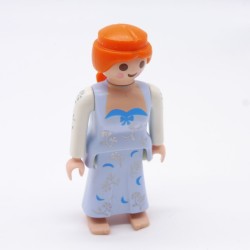 Playmobil 17638 Femme Robe Bleue Blanche et Argent Pieds Nus