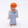 Playmobil 17638 Woman Blue Dress White and Silver Barefoot