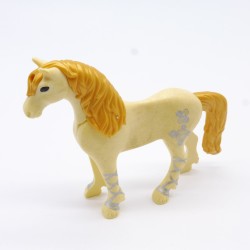 Playmobil 7496 Cheval Jaune Doré et argent Licorne 5442 un peu sale