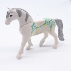 Playmobil 7502 Horse White Silver and Blue Unicorn 5446 a little dirty
