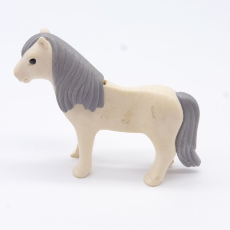 Playmobil 9203 Poney Blanc et Gris un peu sale