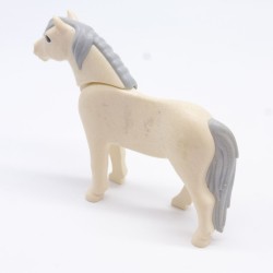 Playmobil 9204 Poney Blanc et Gris un peu jauni et sale