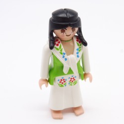 Playmobil 12016 Woman with White and Green Dress Barefoot White Shawl