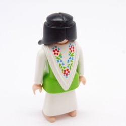 Playmobil Woman with White and Green Dress Barefoot White Shawl