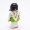 Playmobil Woman with White and Green Dress Barefoot White Shawl