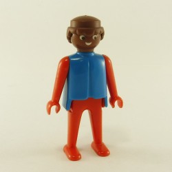 Playmobil 16721 Playmobil Homme Africain Bleu et Rouge Bras Rouges Mains Fixes Vintage