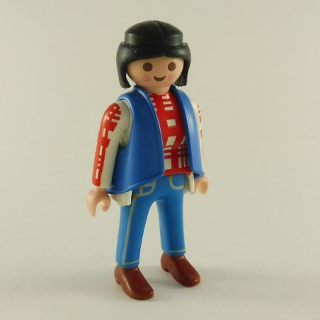 Playmobil 22785 Playmobil Femme Moderne Blanc Rouge et Bleu avec Gilet Bleu