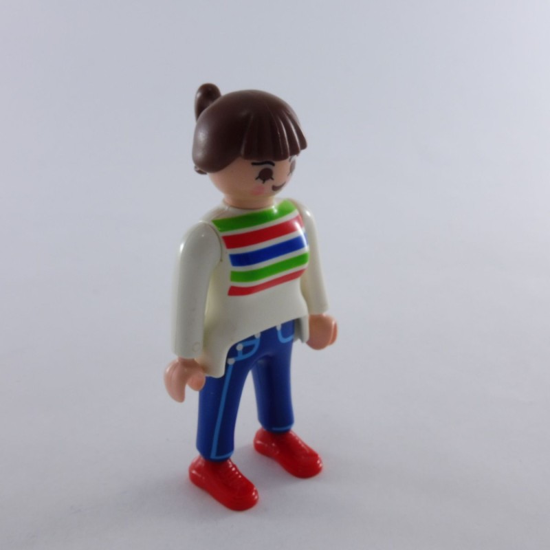 Playmobil 15476 Playmobil Femme Blanc Rouge Vert Jean Bleu Queue de Cheval