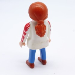 Playmobil Woman Modern Red and White Jeans Blue a little worn