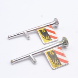 Playmobil 3319 Set of 2 Vintage Silver Long Trumpets with Worn Stickers