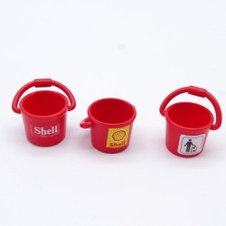 Playmobil 31678 Playmobil Set of 3 Shell Station Service Red Buckets