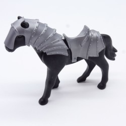 Playmobil 11042 Cheval Noir 2eme Génération équipé Chevalier Armure Argent
