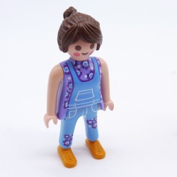 Playmobil 32908 Blue and Purple Woman with Overalls and Orange Shoes