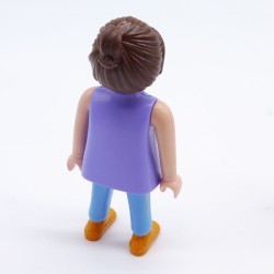Playmobil Femme Bleue et Violet avec  Salopette et Chaussures Oranges