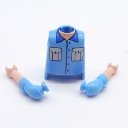 Playmobil 33068 Arms and Bust Blue Gray Pockets Open Collar