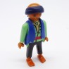 Playmobil 12396 Homme Pirate Hispanique Vert Pastel et Noir Gilet Bleu Chauve Pieds Nus