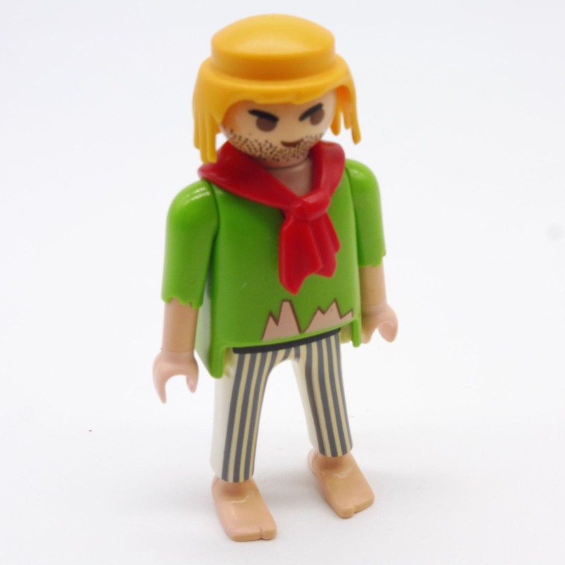 Playmobil 12424 Homme Pirate Vert Pantalon à Rayures Foulard Rouge Pieds Nus Jaunissement