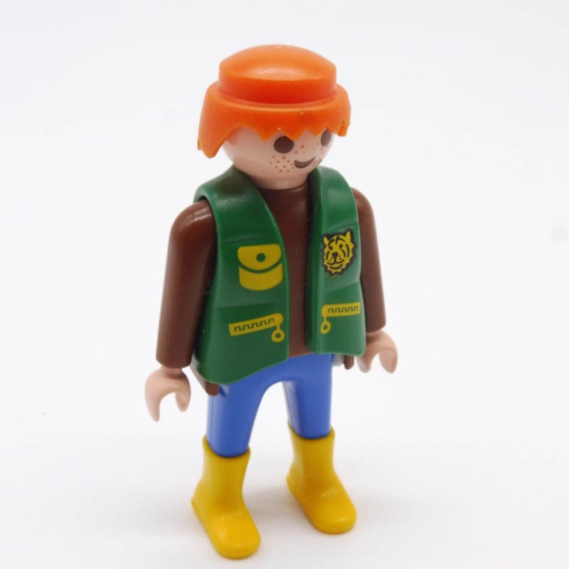 Playmobil 21658 Homme Bleu Haut Marron Bottes Jaunes Gilet Vert Zoo 3243 4093