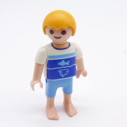 Playmobil 33247 Enfant Garçon Bleu et Blanc Poissons Pieds Nus 4149