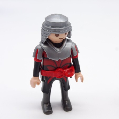 Playmobil 33279 Homme Chevalier Rouge et Noir Ceinture Rouge Col Gris