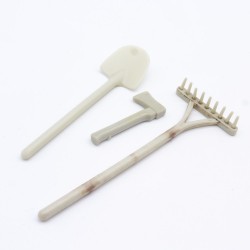 Playmobil 31646 Playmobil Lot of 3 Tools Light Gray Colored Rake