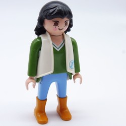 Playmobil 14034 Woman Green and Blue White Vest Boots Orange Zoo