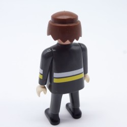 Playmobil Male Firefighter Gray White and Yellow slightly damaged face