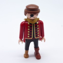 Playmobil 33475 Homme Capitaine Pirate Rouge et Noir Jambe de Bois Col Cassé