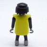 Playmobil Homme Noir Plastron Jaune Tête Argent Crochets