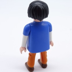 Playmobil Man Orange Blue and Red Dog on Chest