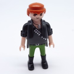 Playmobil 33586 Gray and Green Man with Black Boots and Black Waistcoat and Bandolier