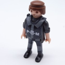 Playmobil 33604 Homme Policier Gris et Noir Gilet Pareballe Manches Relevées