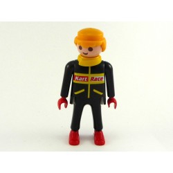 Playmobil 21739 Playmobil Homme Pilote de Kart Noir & Rouge avec Col Jaune