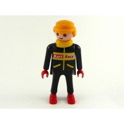 Playmobil 21739 Playmobil Homme Pilote de Kart Noir & Rouge avec Col Jaune