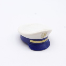 Playmobil 33626 Cap White and Blue Golden Logo Police a little dirty