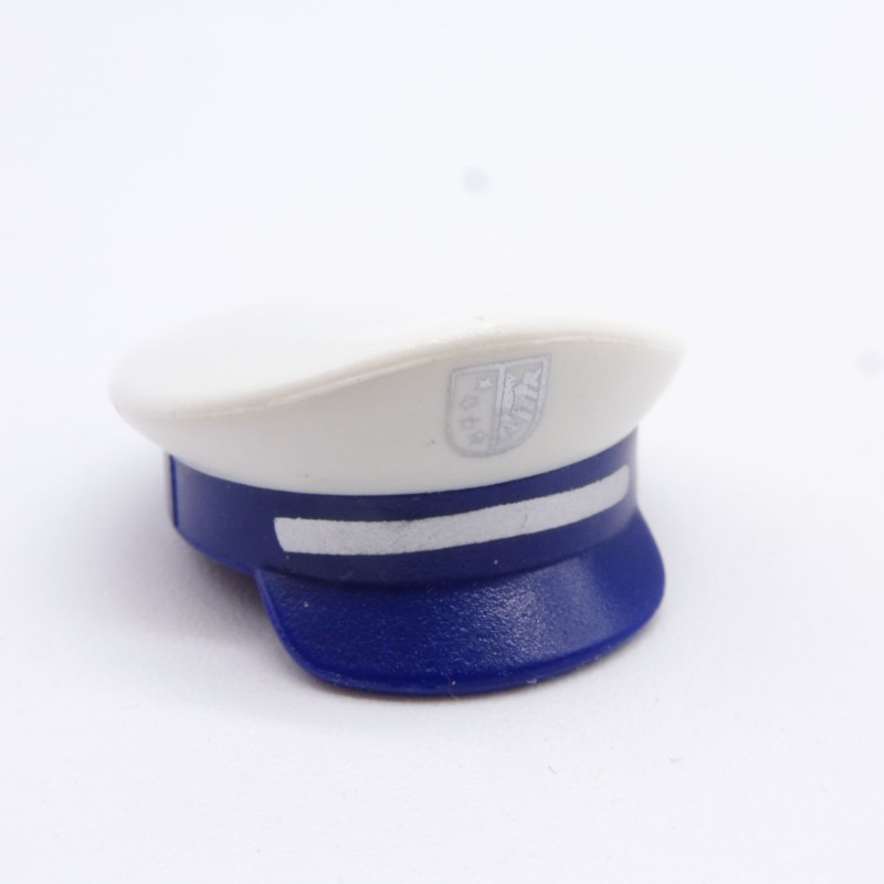Playmobil 33627 Casquette Blanche et Bleue Logo Argent Police
