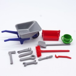 Playmobil 34161 Gray Wheelbarrow with Tools