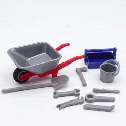 Playmobil 34163 Gray Wheelbarrow with Tools