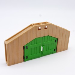 Playmobil 34327 Small Light Brown Roof Wall with Green Doors 150mm X 70mm System X 5119