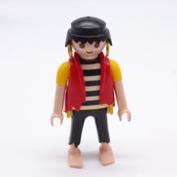 Playmobil 9366 Homme Pirate Jaune Blanc et Noir avec Gilet Rouge Déchiré