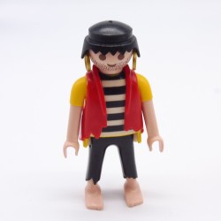 Playmobil 9366 Yellow White and Black Pirate Man with Torn Red Vest