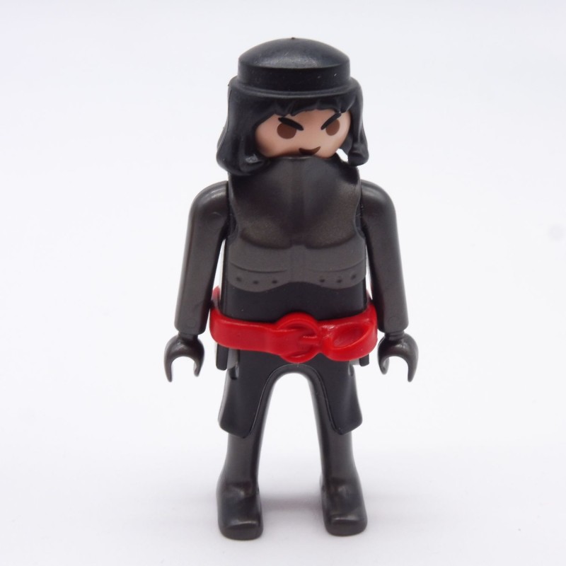 Playmobil 4795 Chevalier Noir et Gris Foncé Armure Col Ceinture Rouge