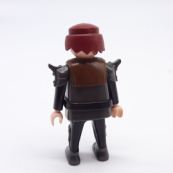 Playmobil Chevalier Gris Foncé et Noir Ceinture Noire Col Marron