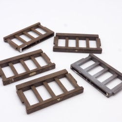 Playmobil Batch of 5 Brown Barriers 3433 3445 3446 3448 Damaged Medieval Steck